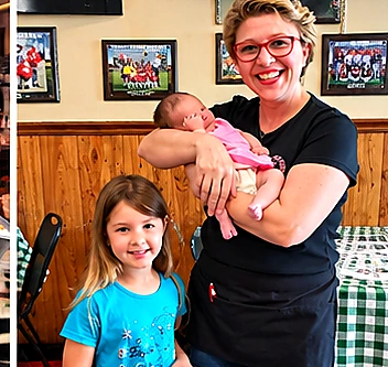 A family visit inside Monty's Pizzeria