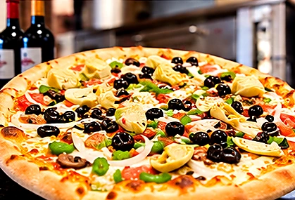 Fresh pepperoni pizza made in Monty's kitchen